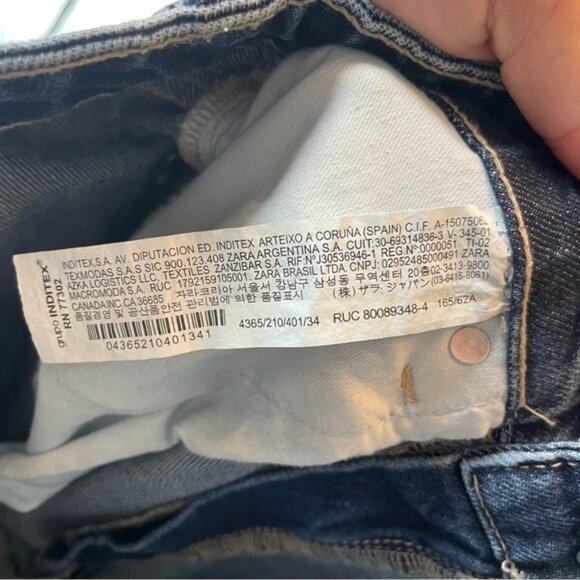 Zara High Waisted Flare Jeans Full Length Dark Blue Wash Size 2 4365 210 401 - Picture 9 of 10